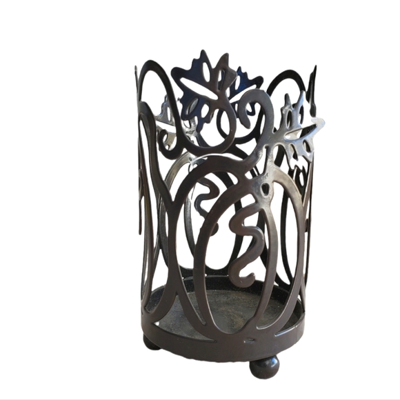 Home Interiors Pumpkin scroll candle holder.  Fits small jar candles. New - Picture 1 of 6